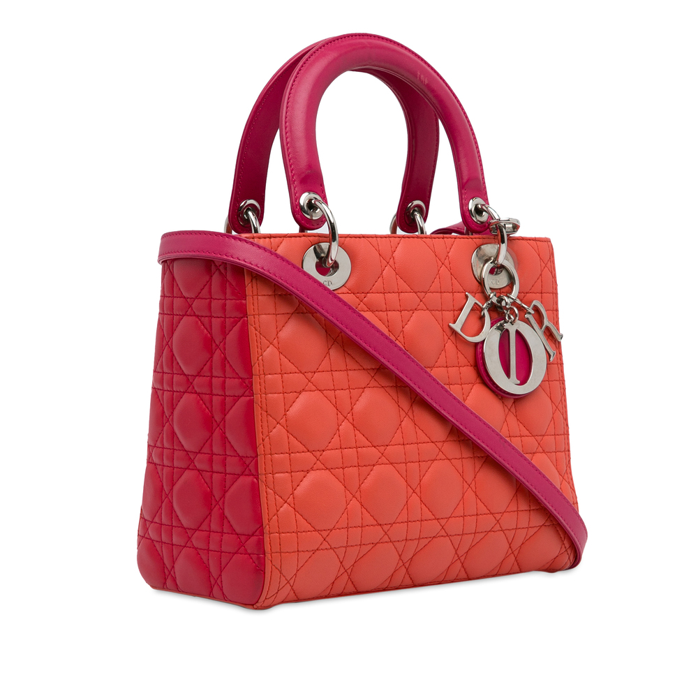 Pre-Loved Dior Medium Bicolor Lambskin Cannage Lady Dior - Picture 2 of 12